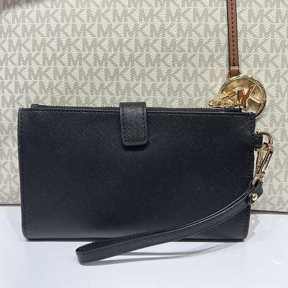 MICHAEL KORS LARGE DOUBLE ZIP WRISTLET WALLET PHONE CASE CLUTCH 
Black - Picture 4 of 16